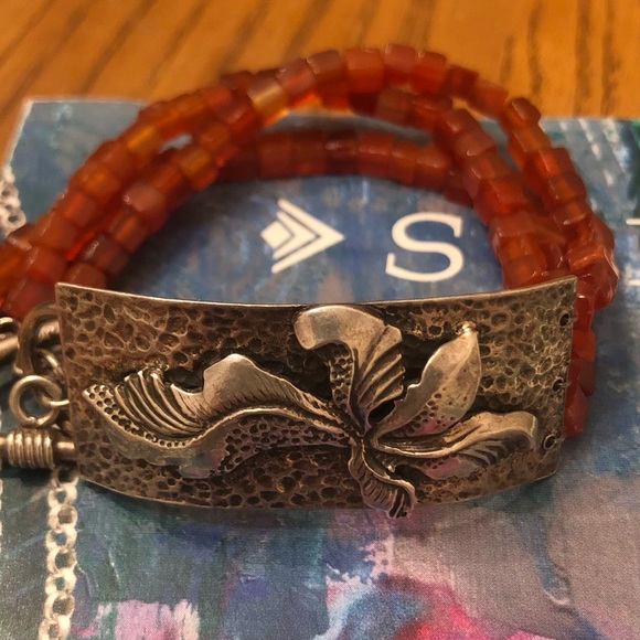 Rare Silpada Triple Strand Carnelian Sterling Silver Toggle Clasp Bracelet N0880 - Picture 6 of 16